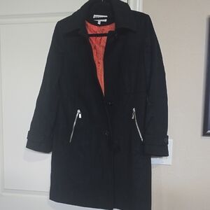 Jones New York Dark Trench Coat with Metallic Zippers